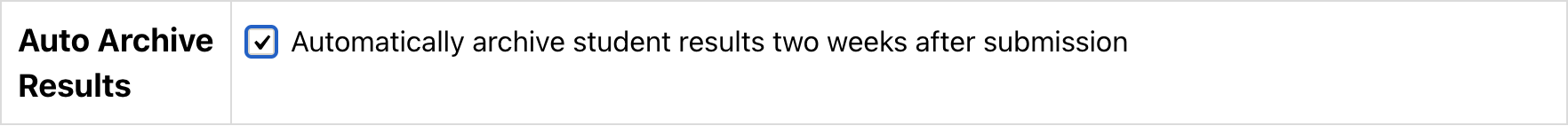 Screenshot shows new "auto archive" option for student results in the Dashboard
